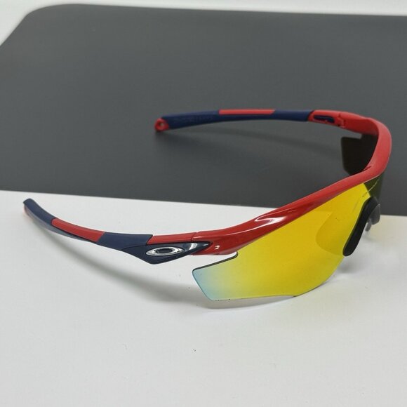 Oakley M2 Custom Red And Navy Blue M Frame Sunglasses Scratched Lenses - Picture 1 of 16